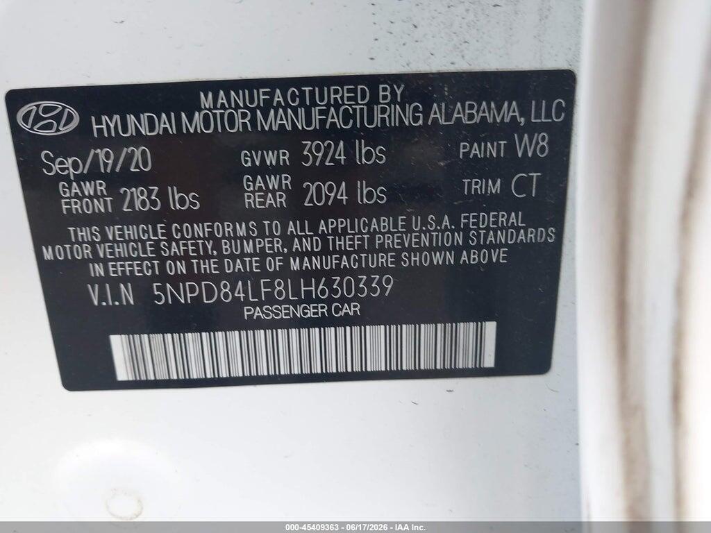5NPD84LF8LH630339 2020 HYUNDAI ELANTRA photo no. 9