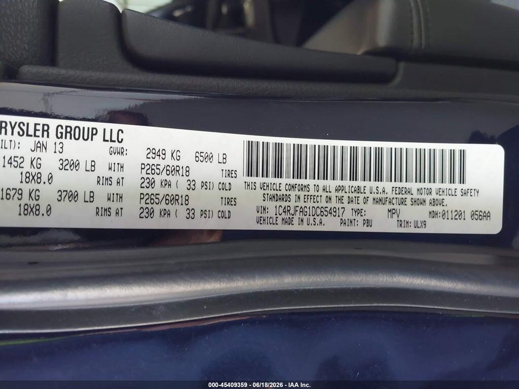 1C4RJFAG1DC654917 2013 JEEP GRAND CHEROKEE photo no. 9