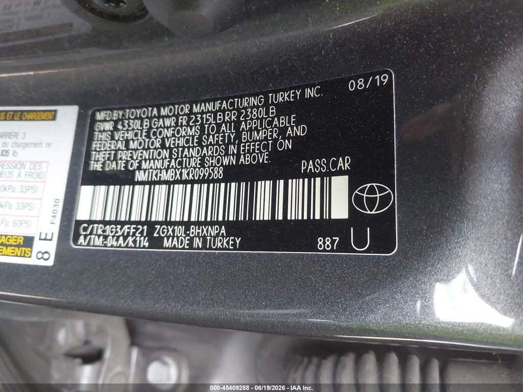 NMTKHMBX1KR099588 2019 TOYOTA C-HR photo no. 9