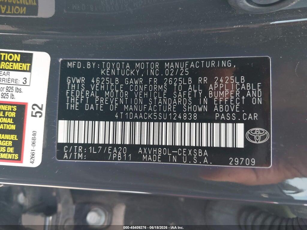 4T1DAACK5SU124838 2025 TOYOTA CAMRY photo no. 9