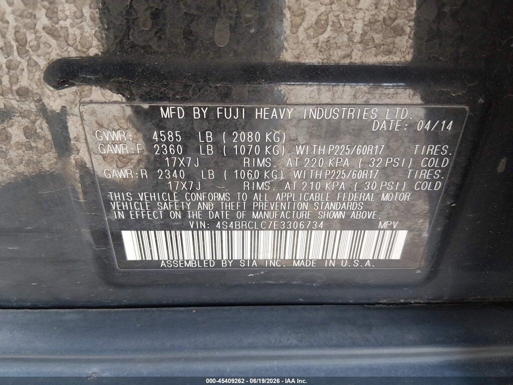 4S4BRCLC7E3306734 2014 SUBARU OUTBACK photo no. 9