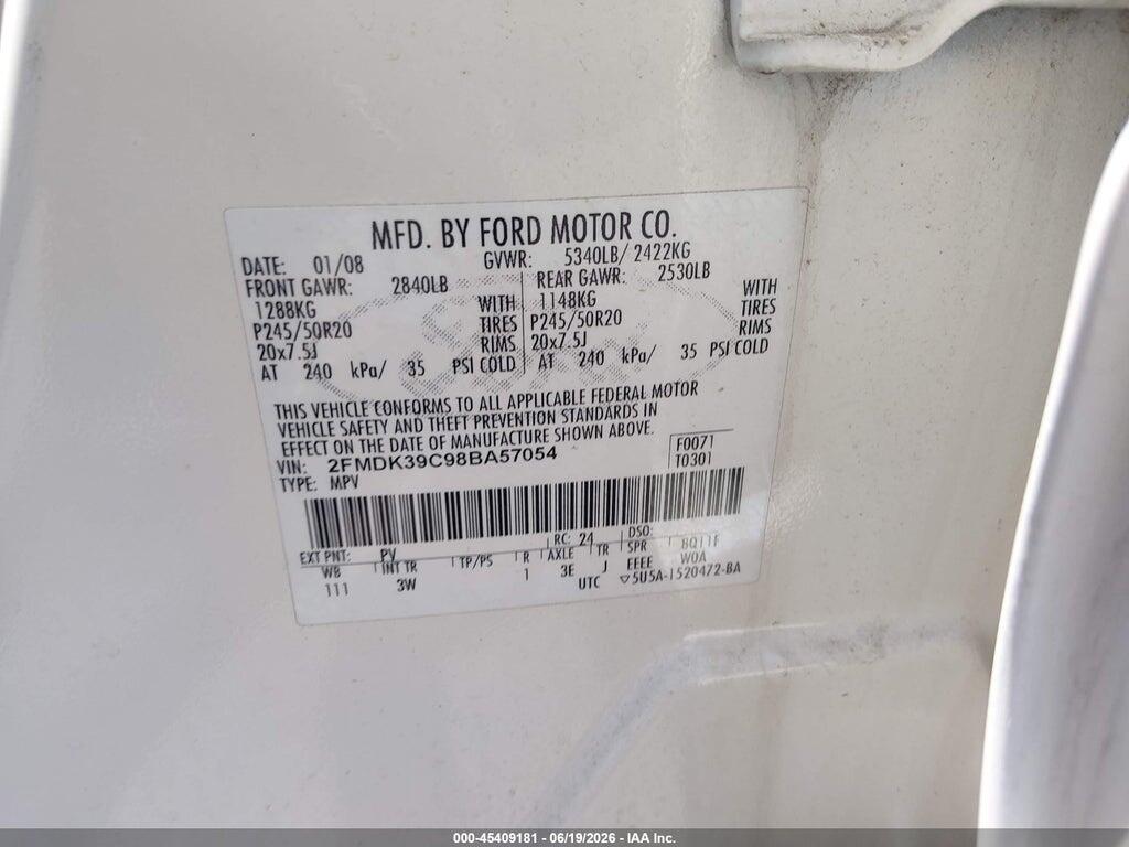 2FMDK39C98BA57054 2008 FORD EDGE photo no. 9