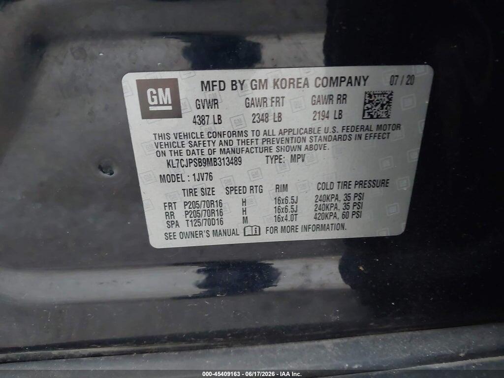 KL7CJPSB9MB313489 2021 CHEVROLET TRAX photo no. 9
