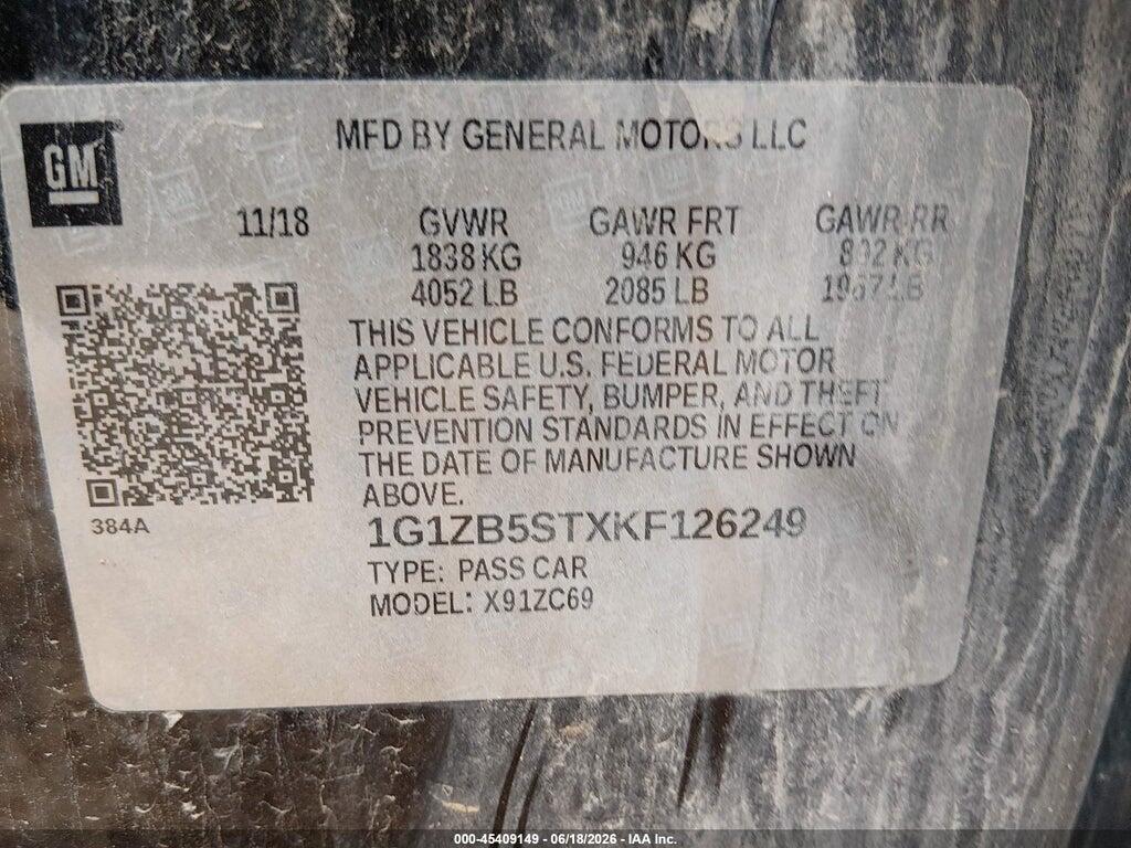 1G1ZB5STXKF126249 2019 CHEVROLET MALIBU photo no. 9