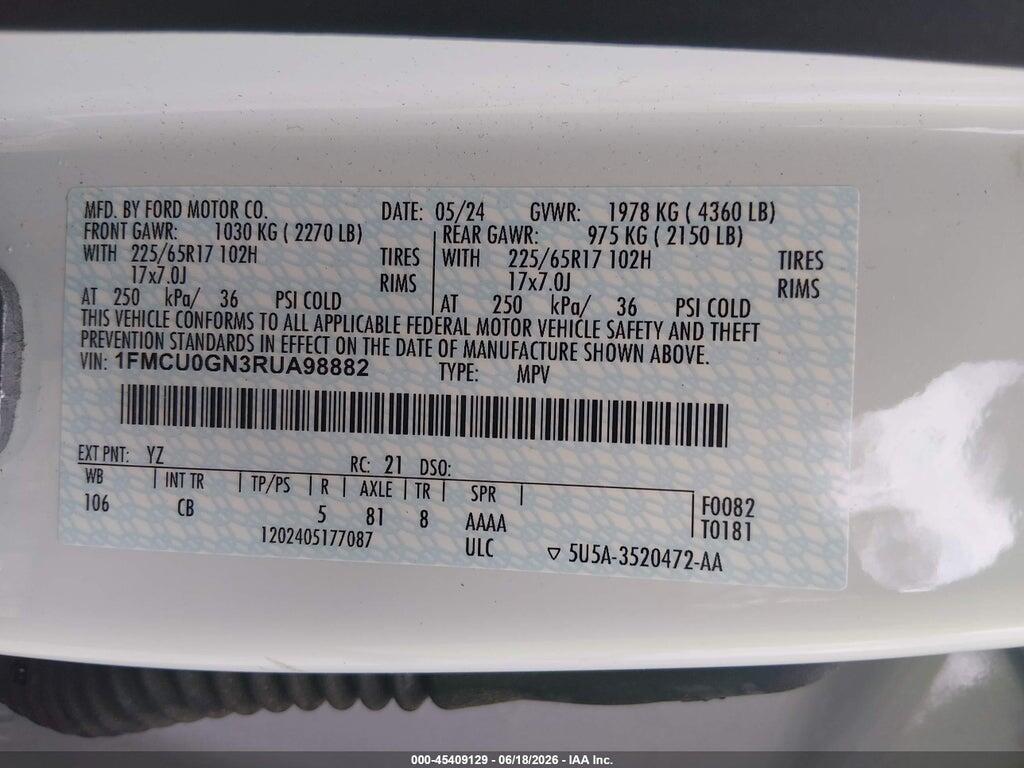 1FMCU0GN3RUA98882 2024 FORD ESCAPE photo no. 9