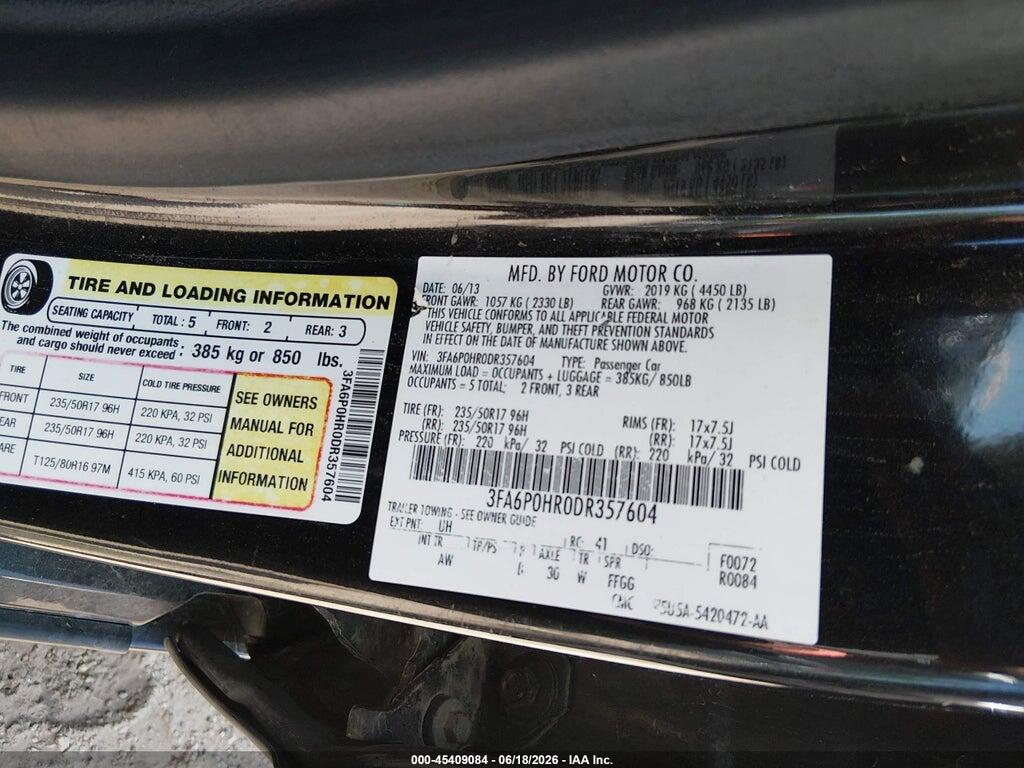 3FA6P0HR0DR357604 2013 FORD FUSION photo no. 9