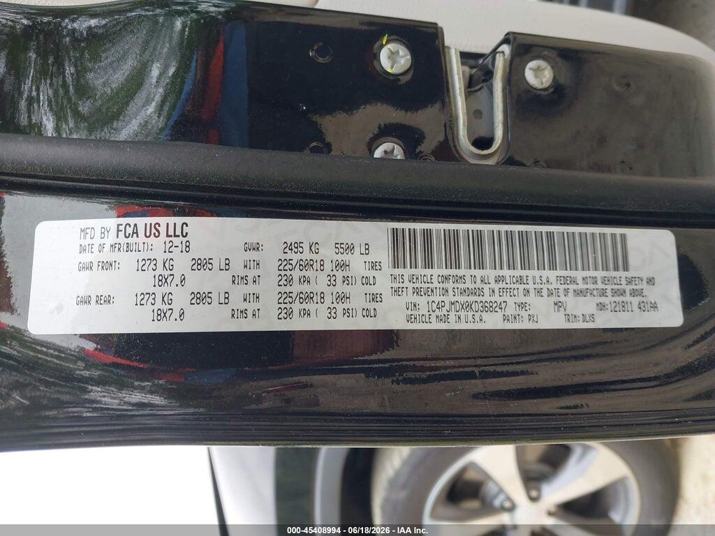 1C4PJMDX0KD368247 2019 JEEP CHEROKEE photo no. 9