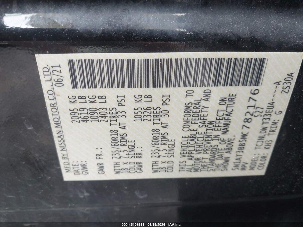5N1AT3BB5MC782176 2021 NISSAN ROGUE photo no. 9