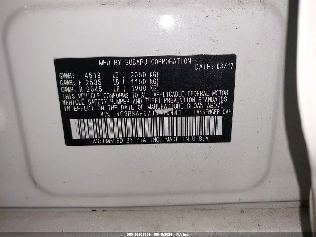 4S3BNAF67J3010441 2018 SUBARU LEGACY photo no. 9