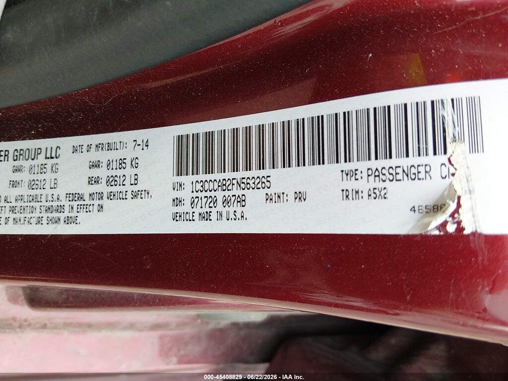 1C3CCCAB2FN563265 2015 CHRYSLER 200 photo no. 9