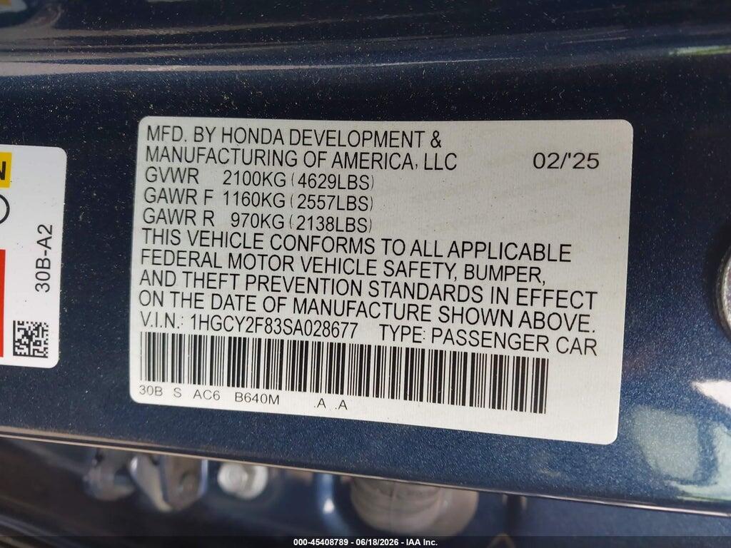 1HGCY2F83SA028677 2025 HONDA ACCORD HYBRID photo no. 9