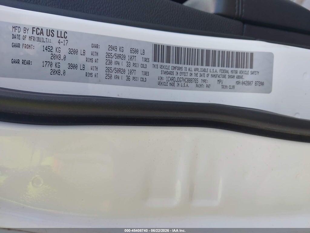 1C4RDJDG7HC888765 2017 DODGE DURANGO photo no. 9