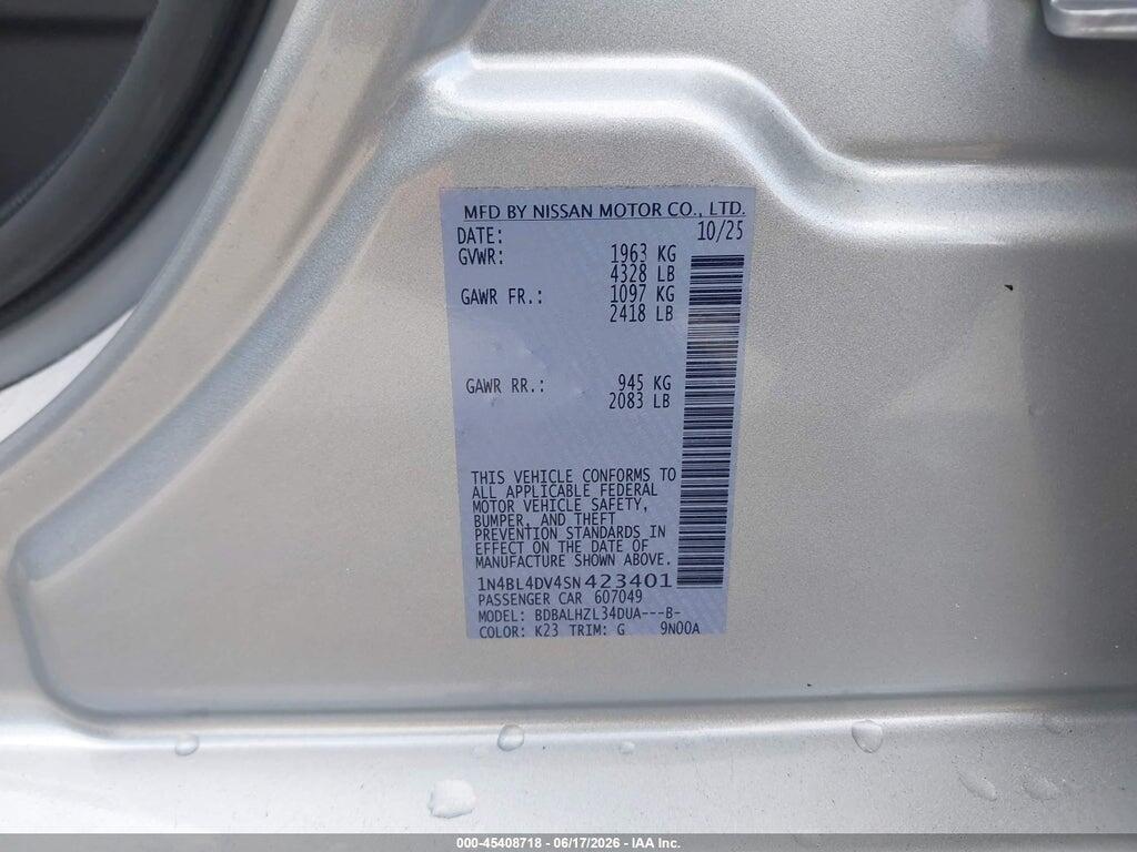 1N4BL4DV4SN423401 2025 NISSAN ALTIMA photo no. 9