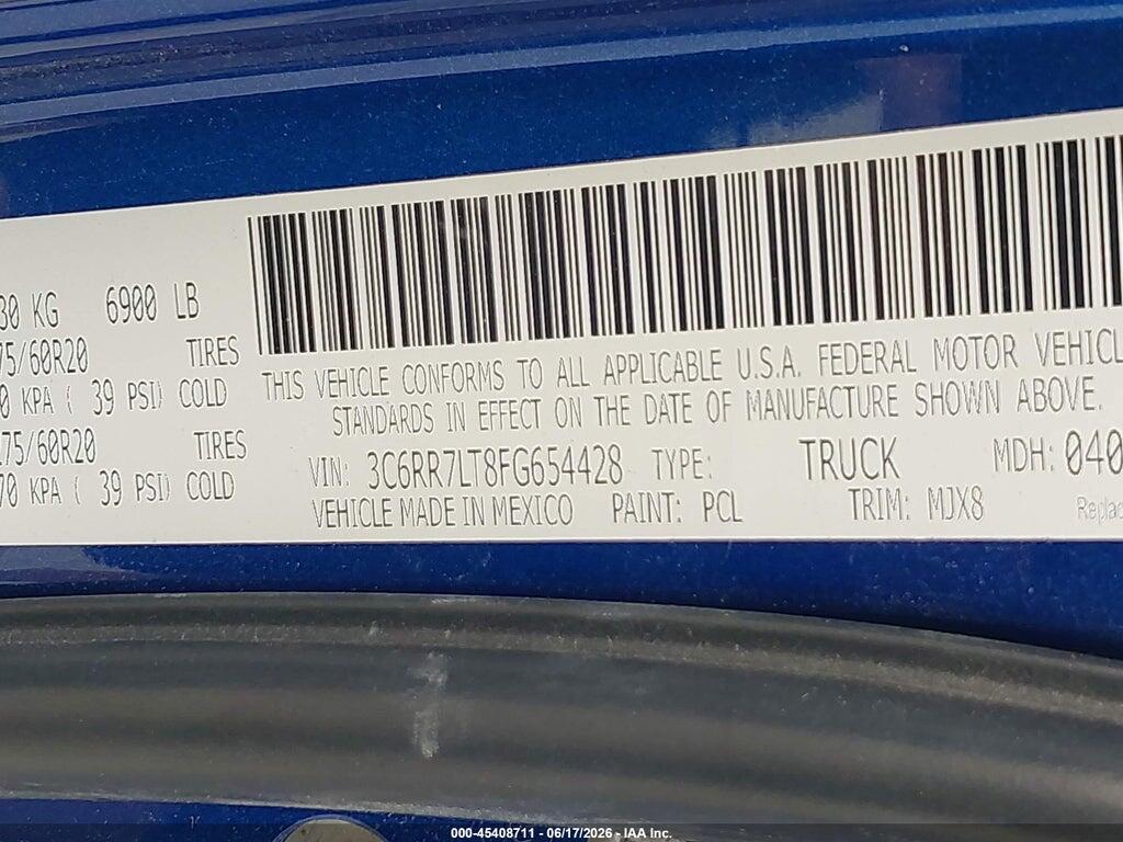 3C6RR7LT8FG654428 2015 RAM 1500 photo no. 9