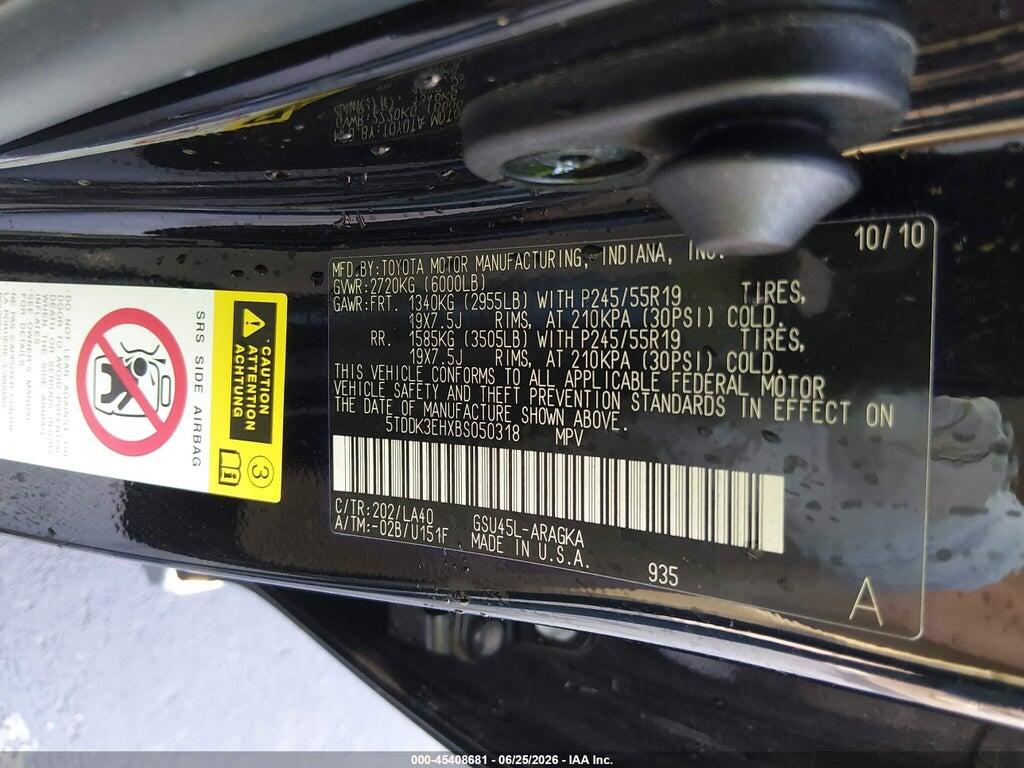 5TDDK3EHXBS050318 2011 TOYOTA HIGHLANDER photo no. 9