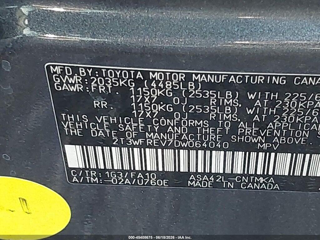 2T3WFREV7DW064040 2013 TOYOTA RAV4 photo no. 9