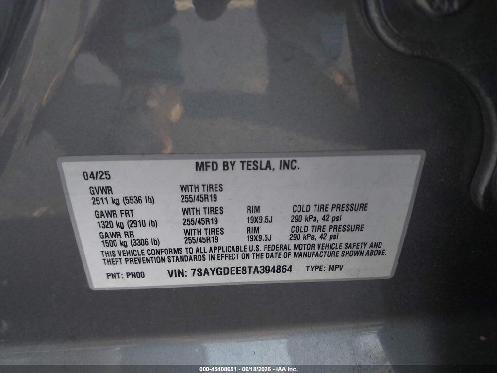 7SAYGDEE8TA394864 2026 TESLA MODEL Y photo no. 9