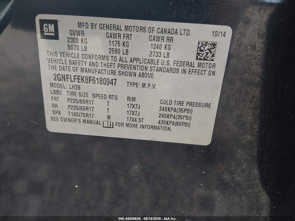 2GNFLFEK8F6180947 2015 CHEVROLET EQUINOX photo no. 9