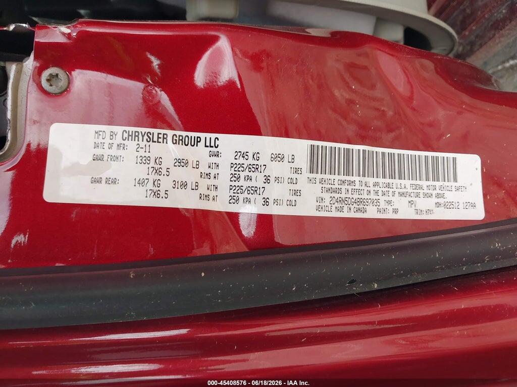 2D4RN5DG4BR697035 2011 DODGE GRAND CARAVAN photo no. 9
