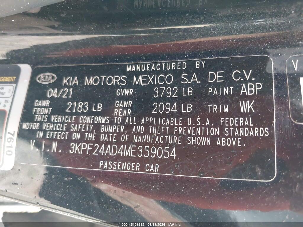 3KPF24AD4ME359054 2021 KIA FORTE photo no. 9