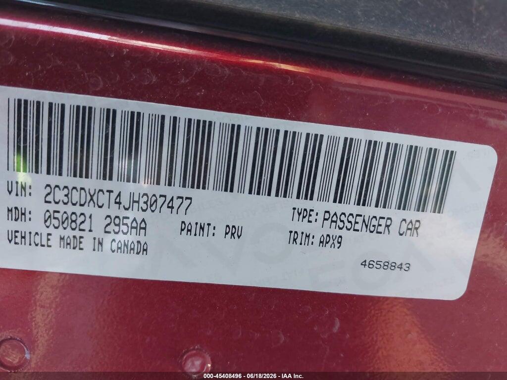 2C3CDXCT4JH307477 2018 DODGE CHARGER photo no. 9