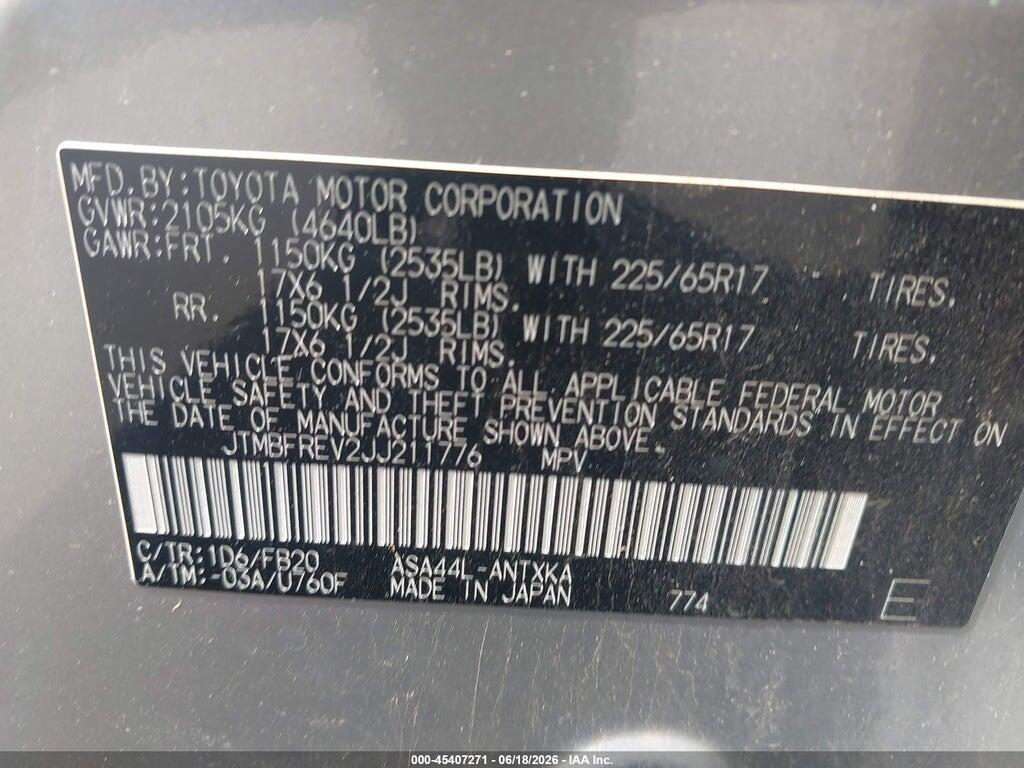 JTMBFREV2JJ211776 2018 TOYOTA RAV4 photo no. 9