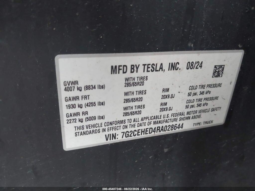 7G2CEHED4RA028644 2024 TESLA CYBERTRUCK photo no. 9
