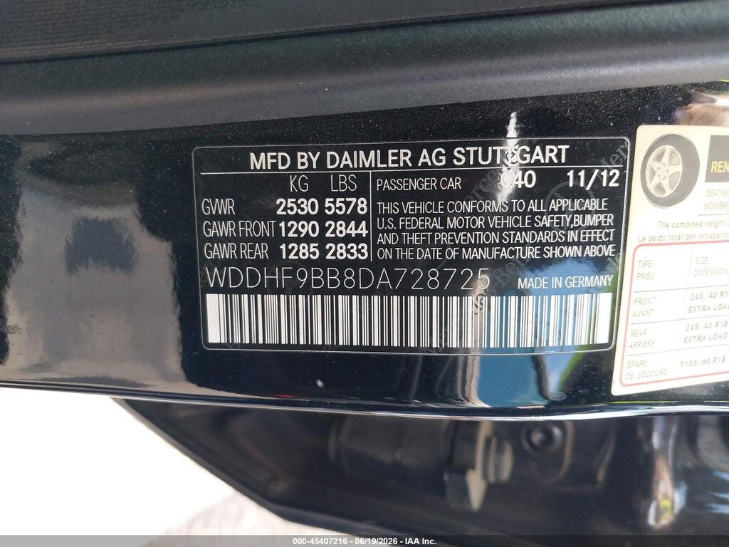 WDDHF9BB8DA728725 2013 MERCEDES-BENZ E 550 photo no. 9