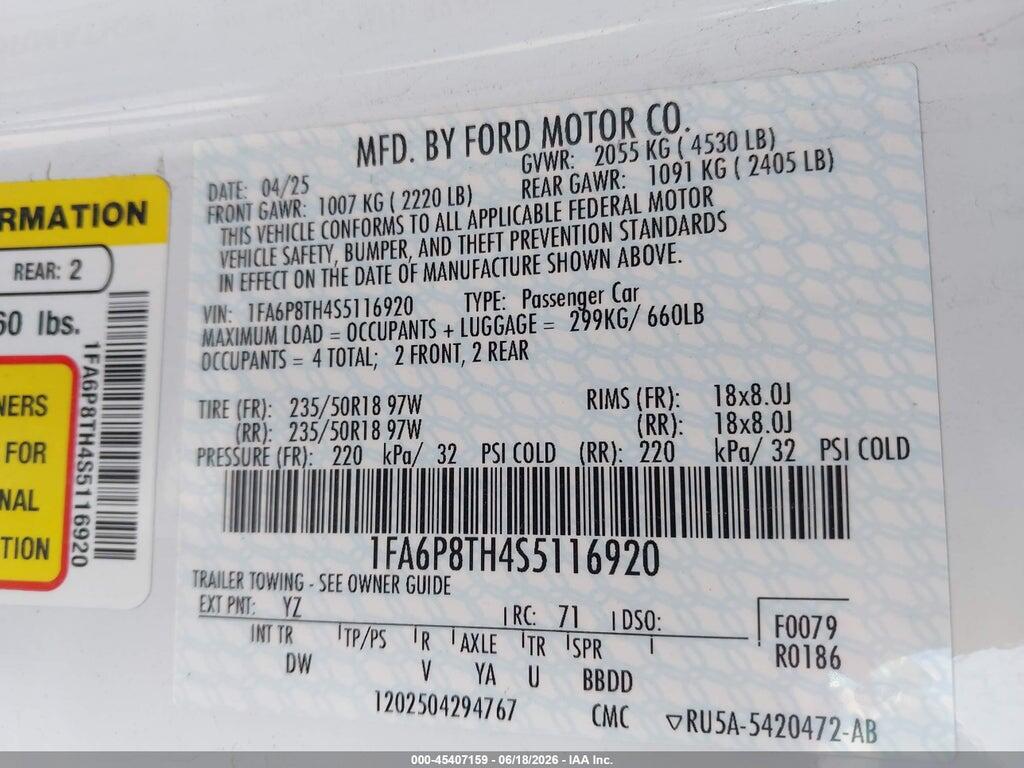 1FA6P8TH4S5116920 2025 FORD MUSTANG photo no. 9