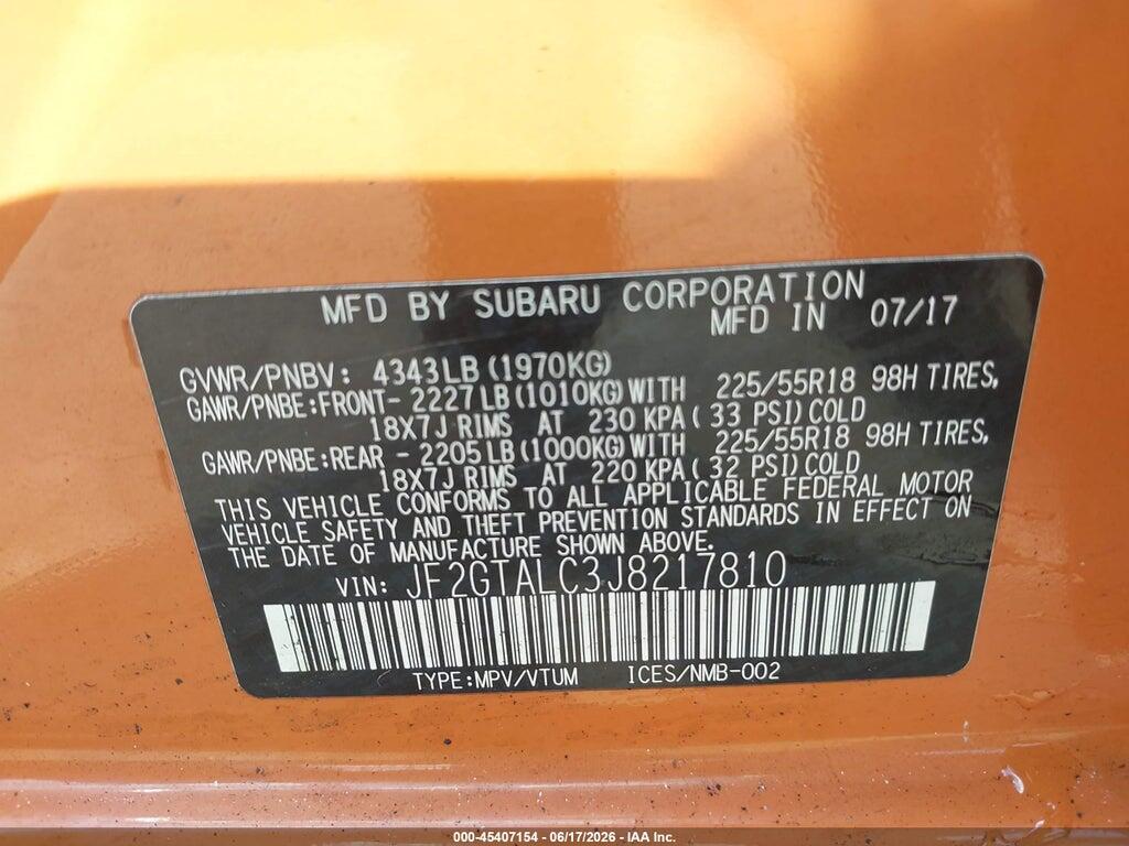 JF2GTALC3J8217810 2018 SUBARU CROSSTREK photo no. 9