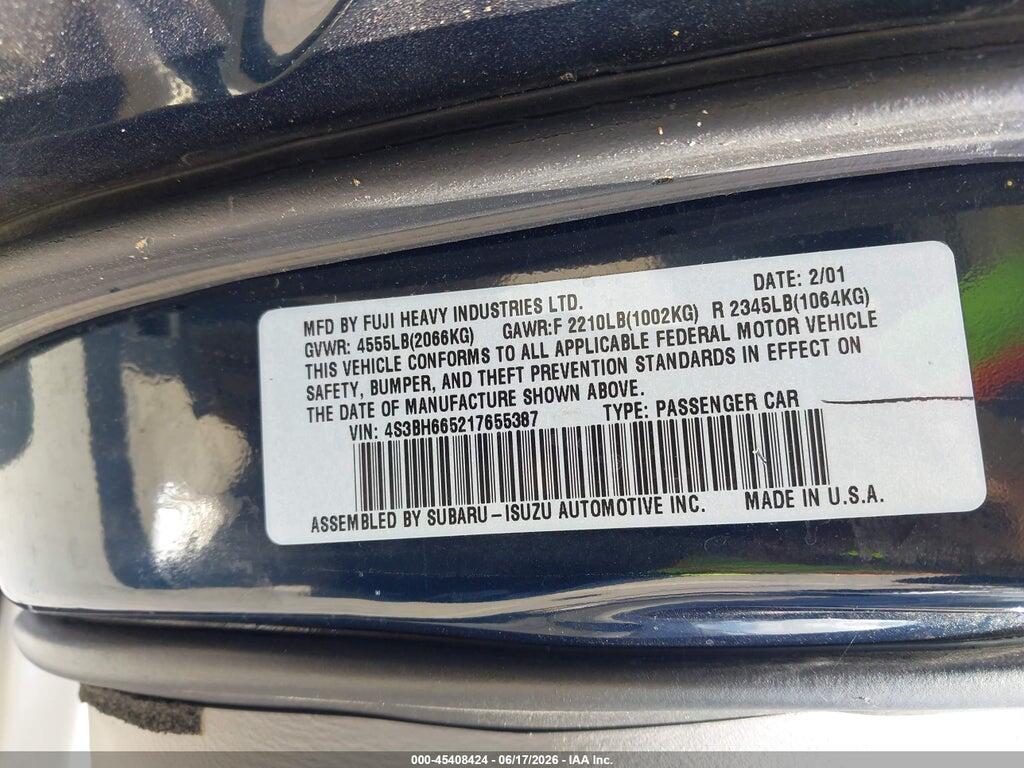 4S3BH665217655387 2001 SUBARU OUTBACK photo no. 9