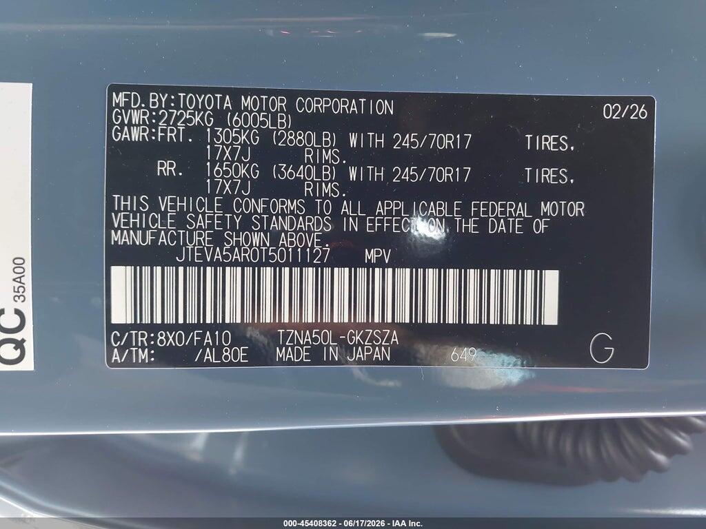 JTEVA5AR0T5011127 2026 TOYOTA 4RUNNER photo no. 9