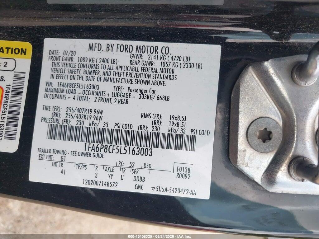 1FA6P8CF5L5163003 2020 FORD MUSTANG photo no. 9