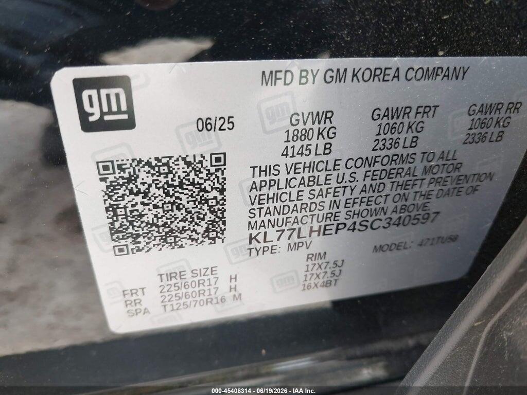 KL77LHEP4SC340597 2025 CHEVROLET TRAX photo no. 9