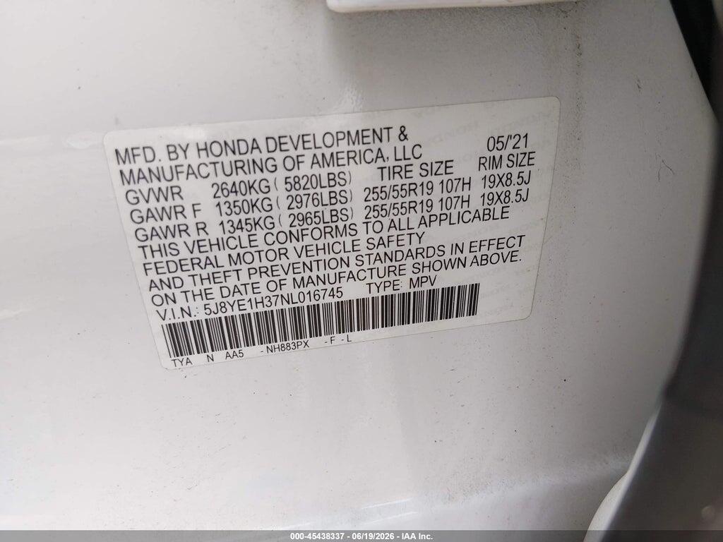 5J8YE1H37NL016745 2022 ACURA MDX photo no. 9