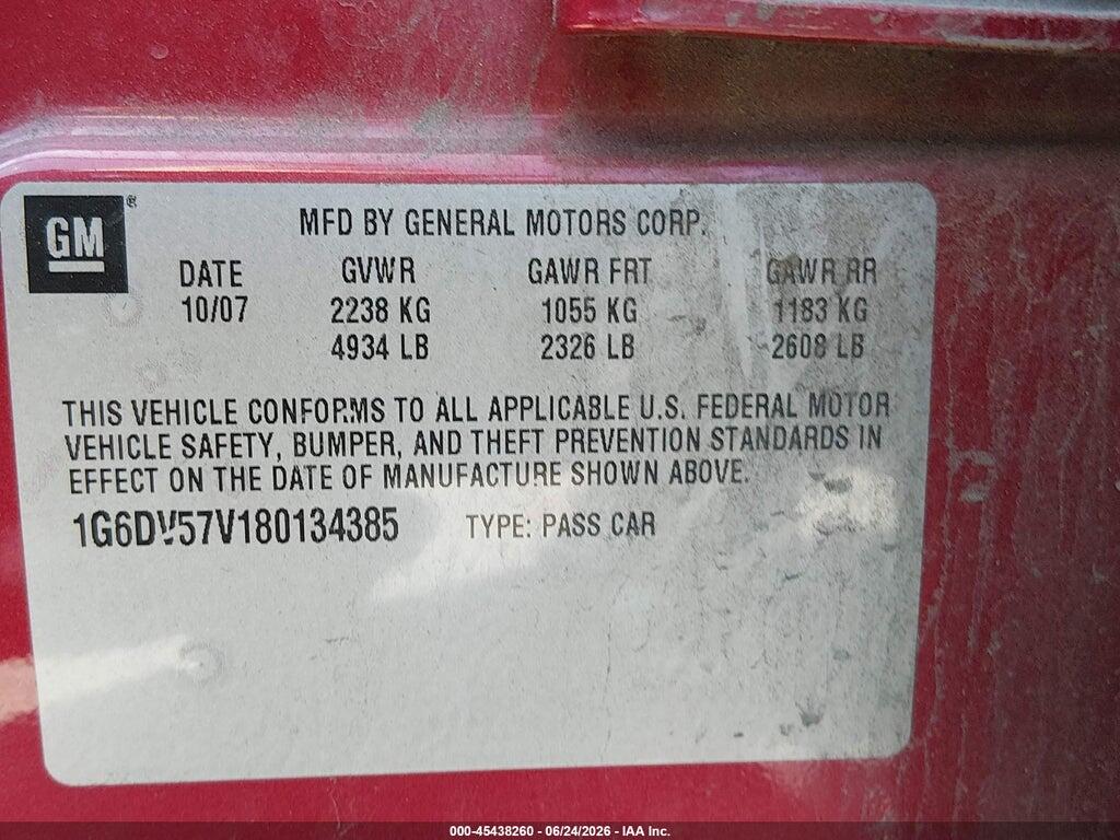 1G6DV57V180134385 2008 CADILLAC CTS photo no. 9