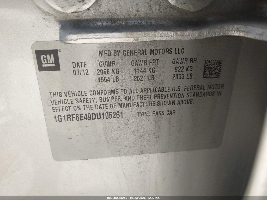 1G1RF6E49DU105261 2013 CHEVROLET VOLT photo no. 9