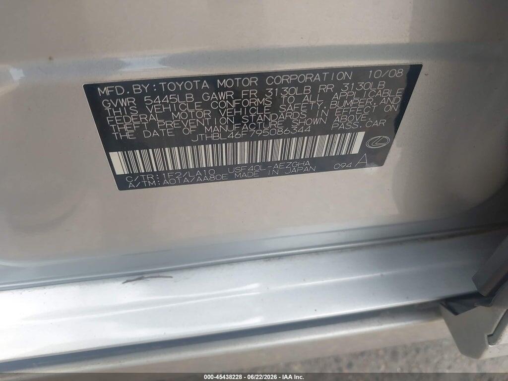 JTHBL46F795086344 2009 LEXUS LS 460 photo no. 9