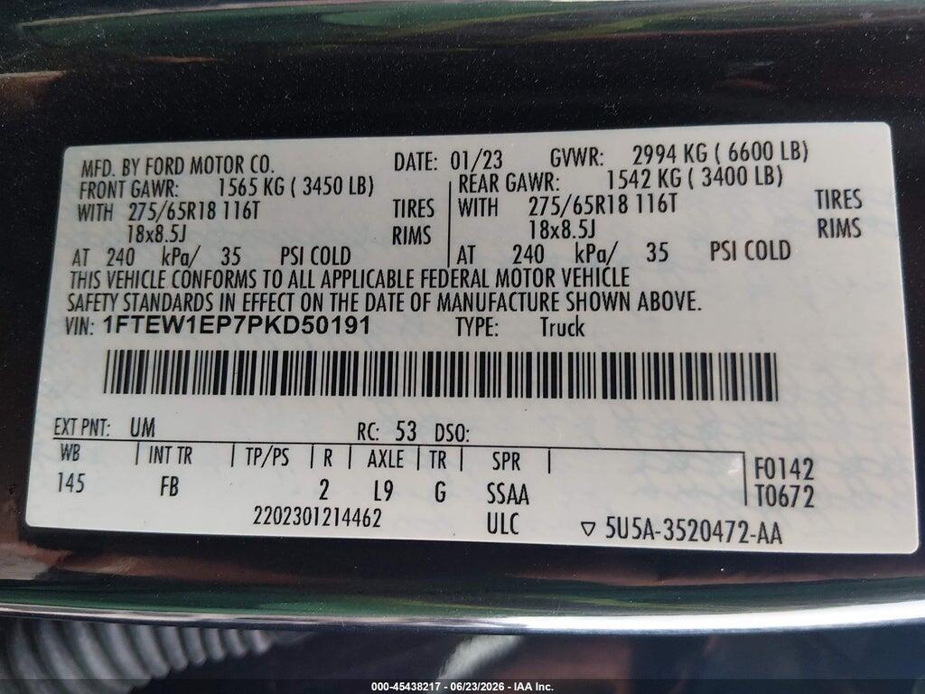 1FTEW1EP7PKD50191 2023 FORD F-150 photo no. 9