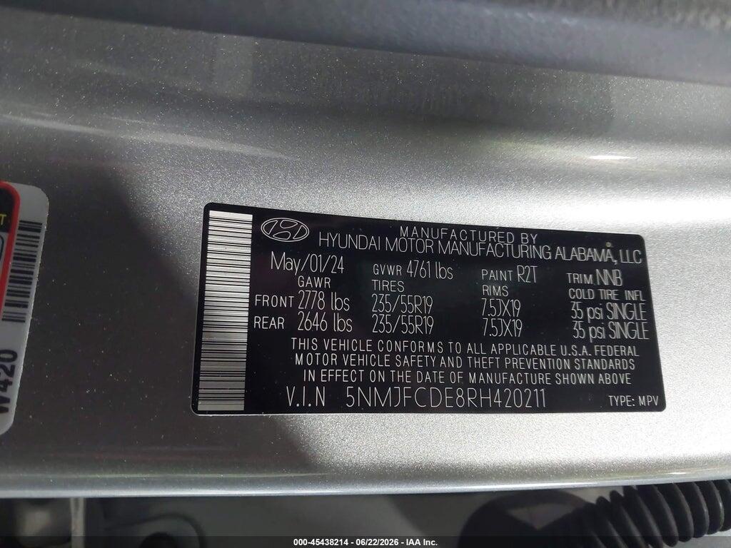 5NMJFCDE8RH420211 2024 HYUNDAI TUCSON photo no. 9