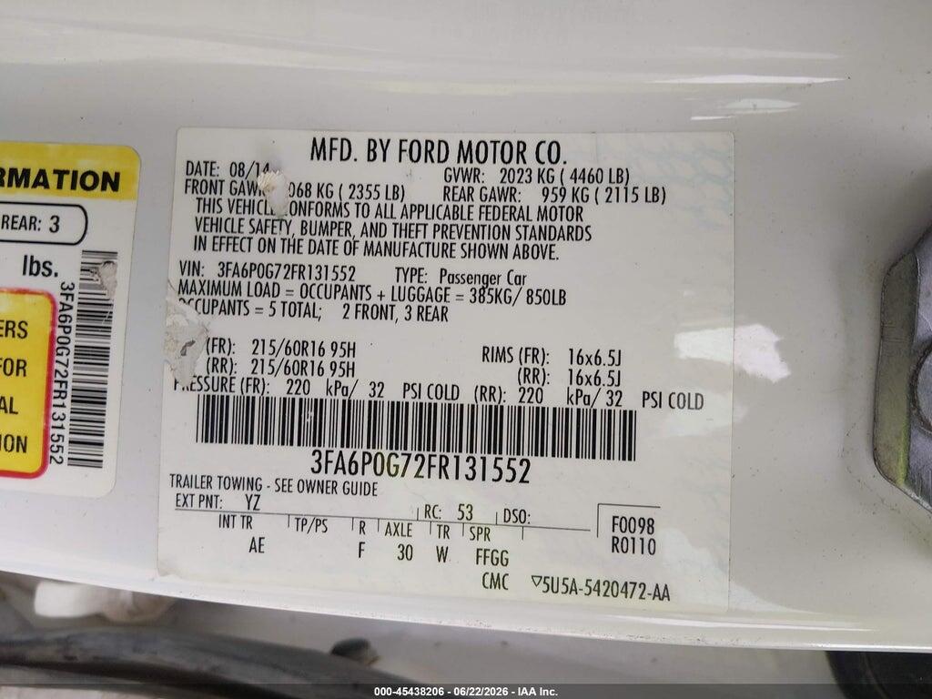 3FA6P0G72FR131552 2015 FORD FUSION photo no. 9