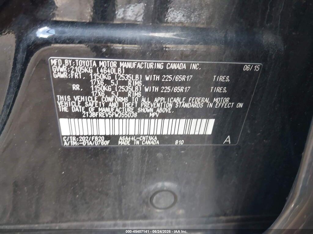 2T3BFREV5FW355038 2015 TOYOTA RAV4 photo no. 9