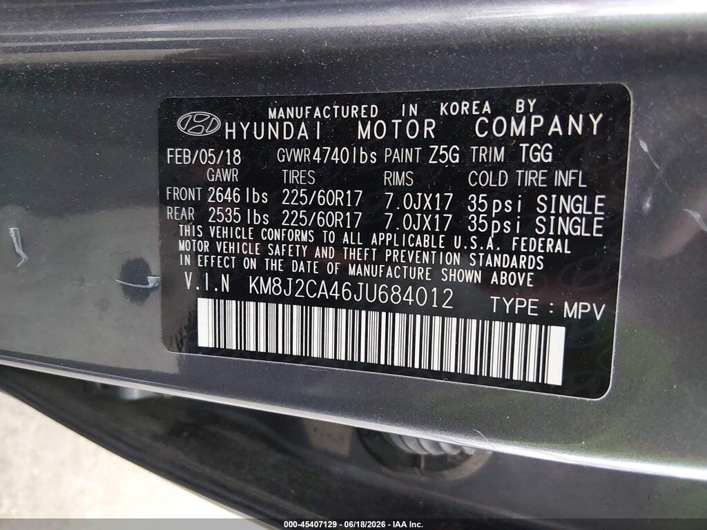 KM8J2CA46JU684012 2018 HYUNDAI TUCSON photo no. 9