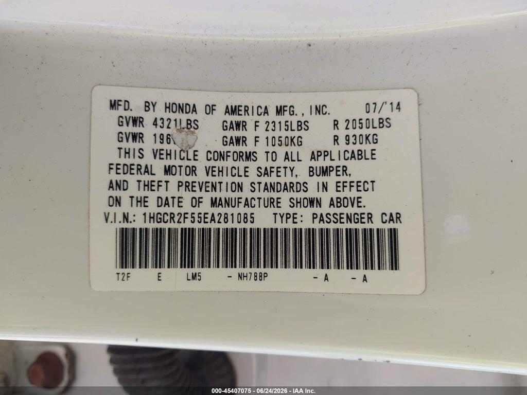 1HGCR2F55EA281085 2014 HONDA ACCORD photo no. 9