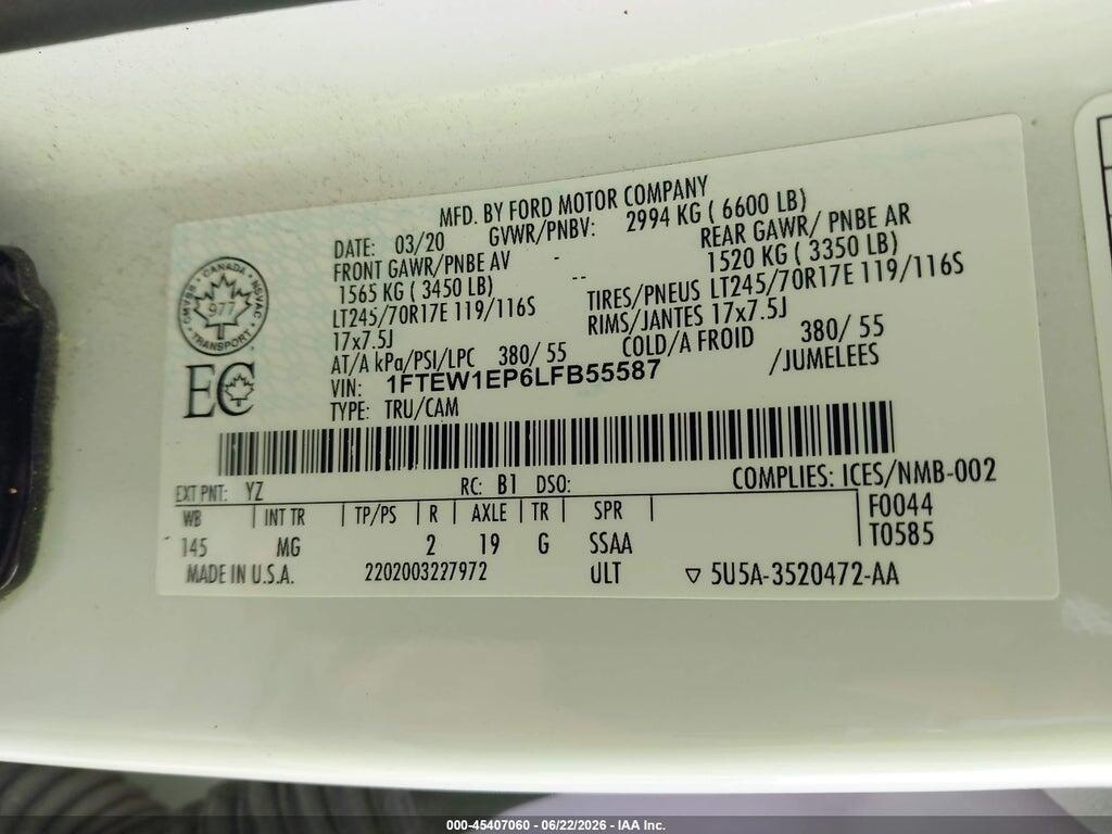 1FTEW1EP6LFB55587 2020 FORD F-150 photo no. 9