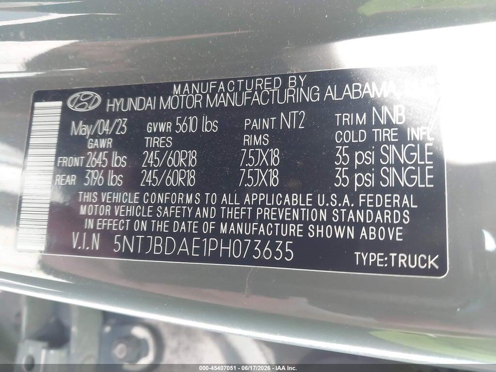 5NTJBDAE1PH073635 2023 HYUNDAI SANTA CRUZ photo no. 9