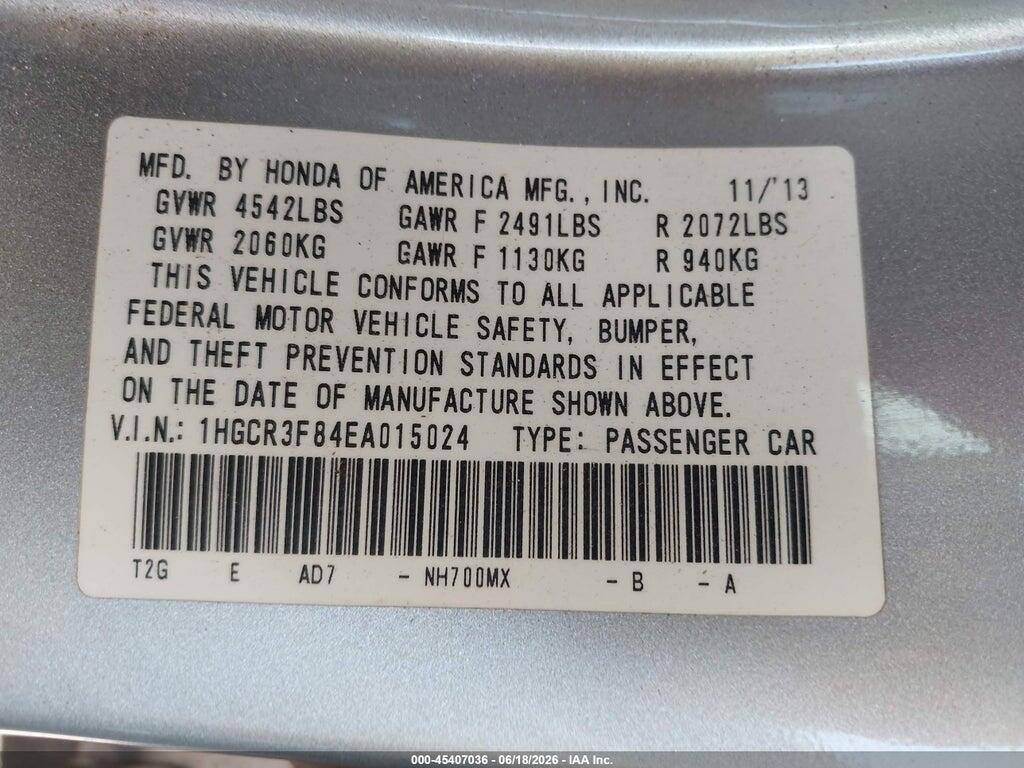 1HGCR3F84EA015024 2014 HONDA ACCORD photo no. 9