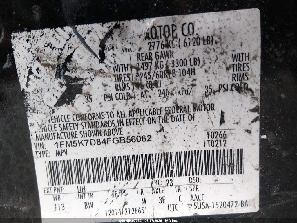 1FM5K7D84FGB56062 2015 FORD EXPLORER photo no. 9