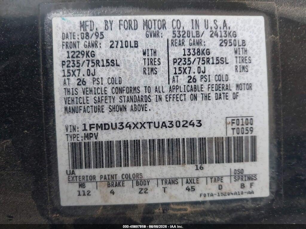 1FMDU34XXTUA30243 1996 FORD EXPLORER photo no. 9