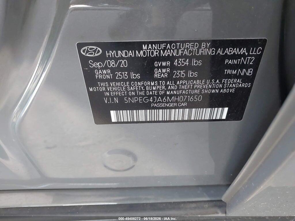 5NPEG4JA6MH071650 2021 HYUNDAI SONATA photo no. 9